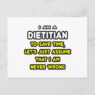 Cartão Postal Camisas Dietitianas Engraçadas e Presentes