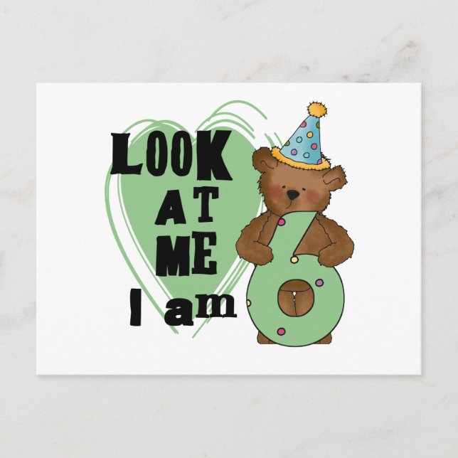 Cartão Postal Camisas e presentes de aniversário de 6 anos do Te (Frente)