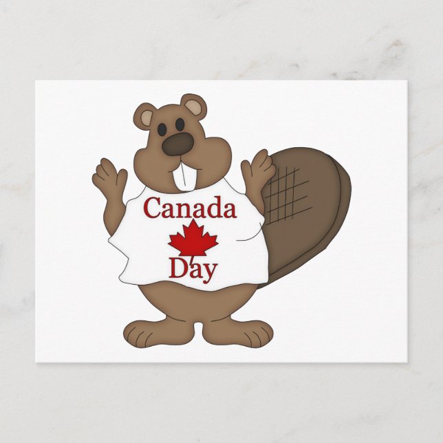 Cartão Postal Camisas e Presentes do Dia do Canadá Castor (Frente)