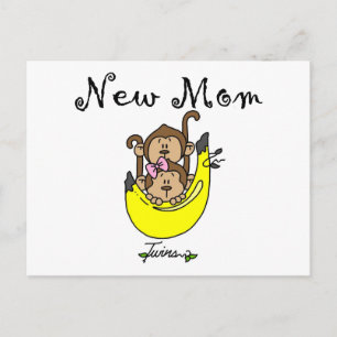 Cartão Postal Camisas para nova mãe de gêmeos menino e menina