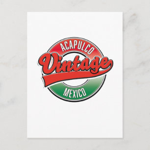 Cartão Postal Camiseta com logotipo retrô de Acapulco México