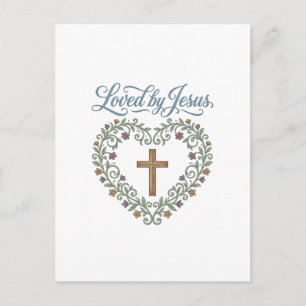 Cartão Postal Camiseta Cristã Cruz Floral Amada por Jesus Desi