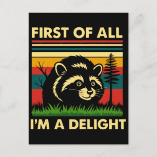 Cartão Postal Camiseta de Guaxinim 'Antes de Mais Nada, Sou um D