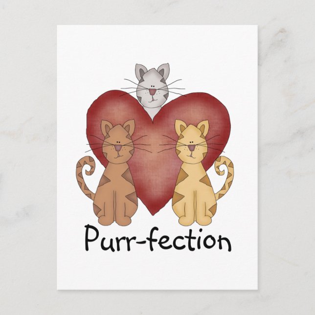 Cartão Postal Camiseta e presentes do purr-fection dos gatos (Frente)