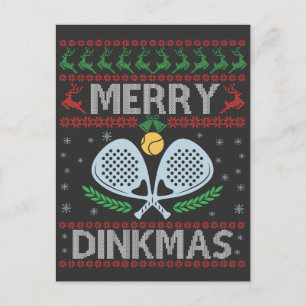 Cartão Postal Camiseta Feia de Natal Dinkmas Engraçada de Pickle