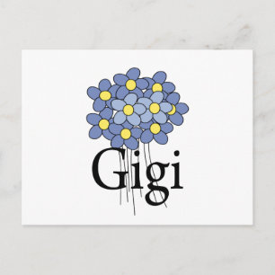 Cartão Postal Camiseta Gigi Flor Azul Bonita