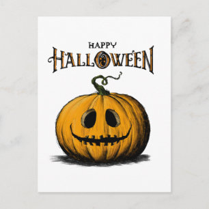 Cartão Postal Camiseta Laranja Adulto Abóbora de Halloween Feliz