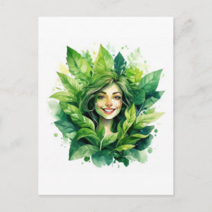 Cartão Postal Camiseta Mãe de Planta em Flor - Desenho Engraçado