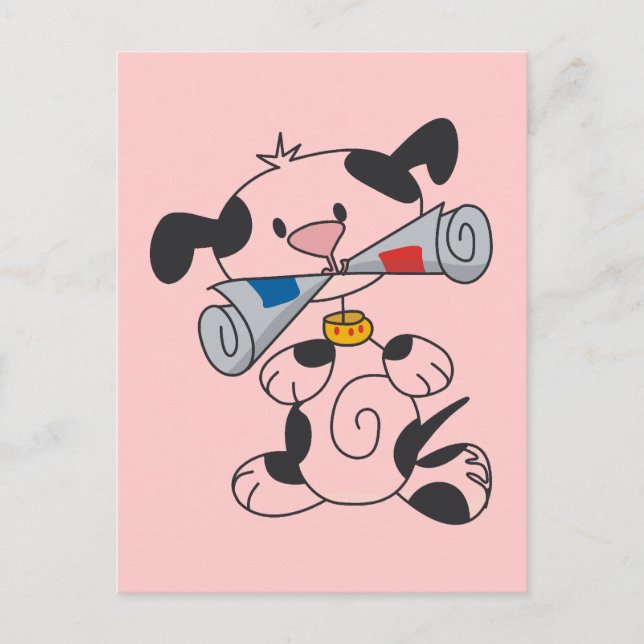 Cartão Postal Camisetas de cachorro com jornal e presentes (Frente)