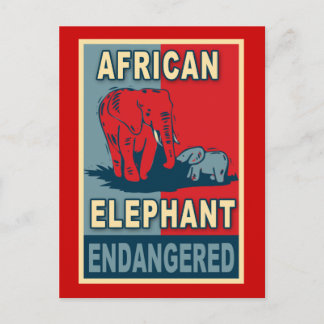 Cartão Postal Camisetas de Pop de arte ameaçados de elefante afr