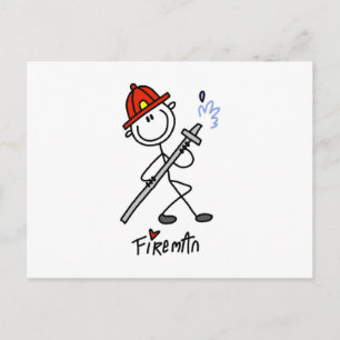 Cartão Postal Camisetas e Presentes Básicos de Bombeiro em Figur