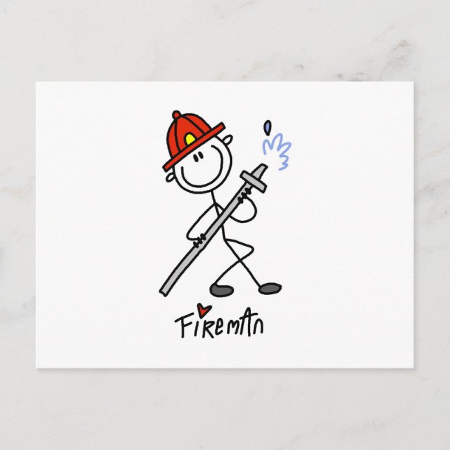 Cartão Postal Camisetas e Presentes Básicos de Bombeiro em Figur (Frente)