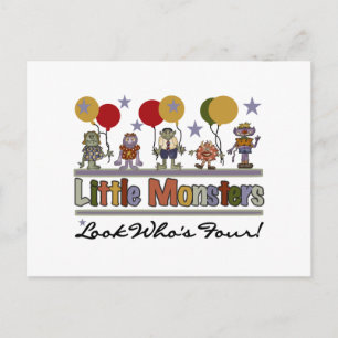 Cartão Postal Camisetas e Presentes de 4º Aniversário do Monstro