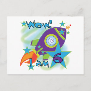 Cartão Postal Camisetas e presentes de 6 de Aniversário de Navio