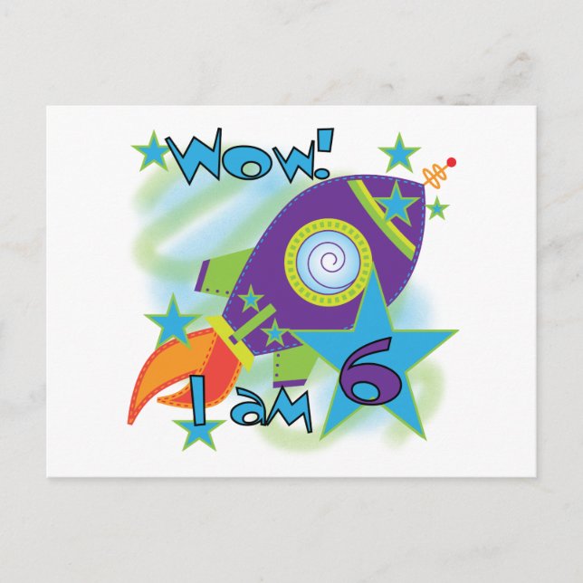 Cartão Postal Camisetas e presentes de 6 de Aniversário de Navio (Frente)