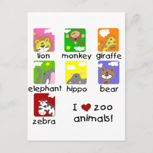 Cartão Postal Camisetas e presentes de animais de jardim zoológ