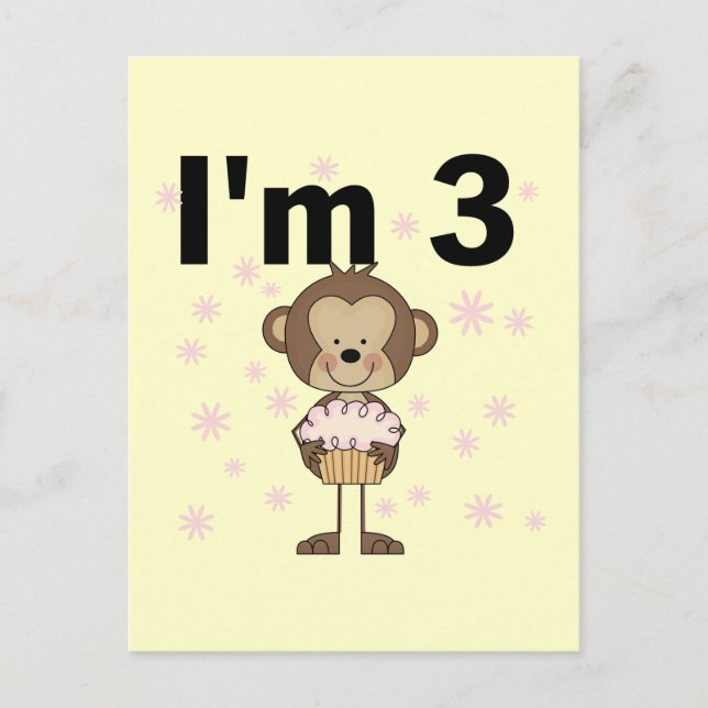 Cartão Postal Camisetas e presentes de aniversário de 3 anos do  (Frente)