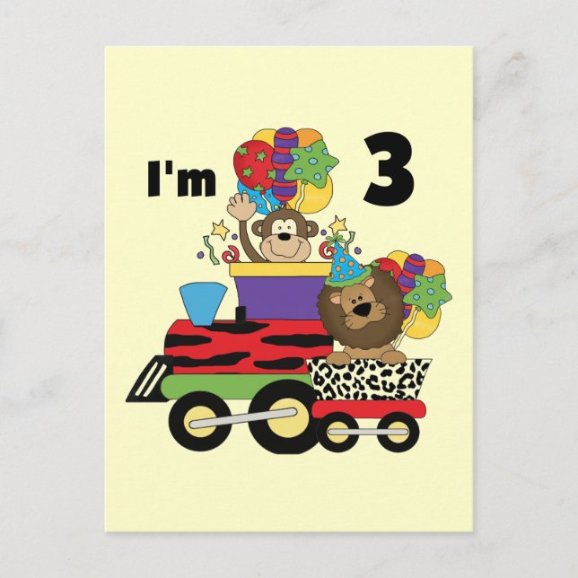 Cartão Postal Camisetas e presentes de aniversário de 3 anos do  (Frente)