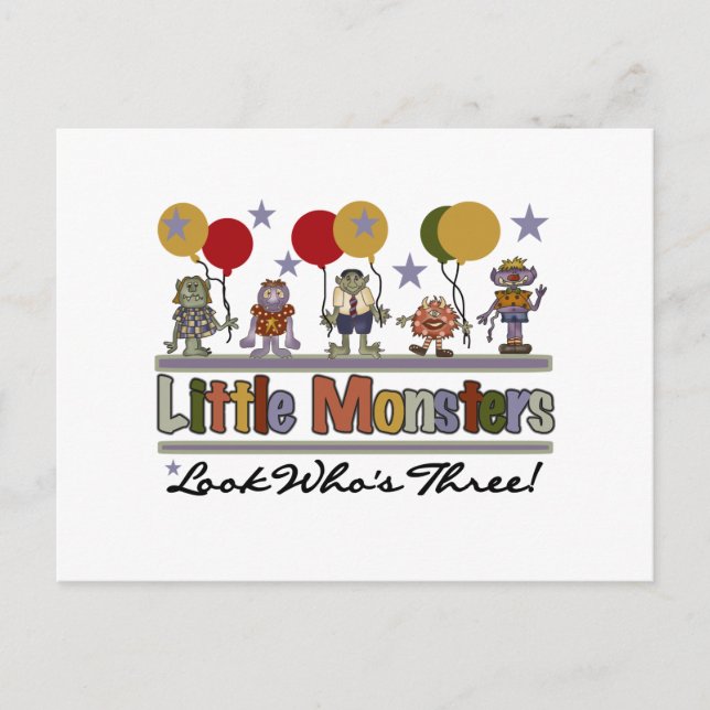 Cartão Postal Camisetas e presentes de aniversário de 3 anos mon (Frente)