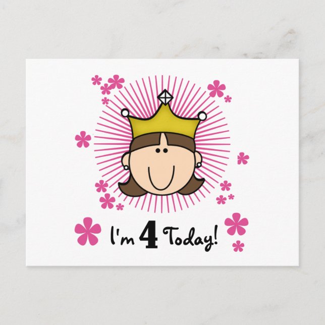 Cartão Postal Camisetas e presentes de aniversário do 4º anivers (Frente)