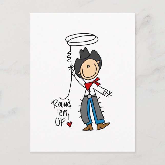 Cartão Postal Camisetas e presentes de cowboy redondos (Frente)