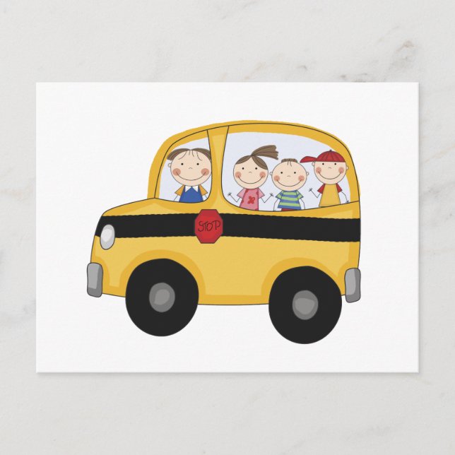Cartão Postal Camisetas e Presentes de Ônibus Escolar com Crianç (Frente)
