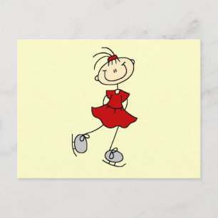 Cartão Postal Camisetas e Presentes de Patinadora de Figura com 