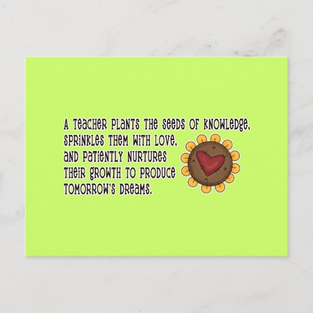 Cartão Postal Camisetas e presentes de plantas de professores (Frente)