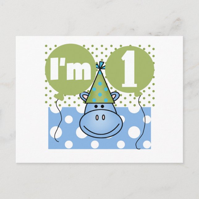 Cartão Postal Camisetas e presentes de primeiro aniversario Hipp (Frente)