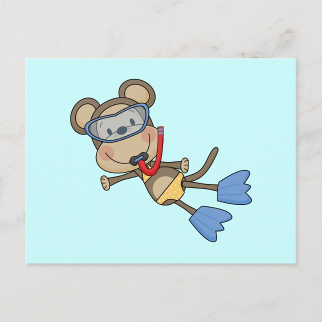 Cartão Postal Camisetas e presentes de snorkeling do macaco de p (Frente)