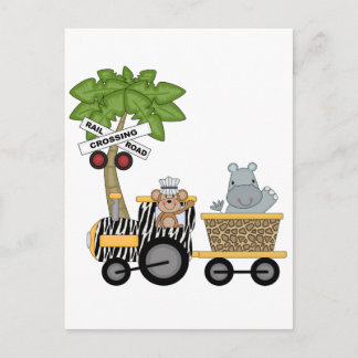 Cartão Postal Camisetas e presentes de trem de Hippo e macacos