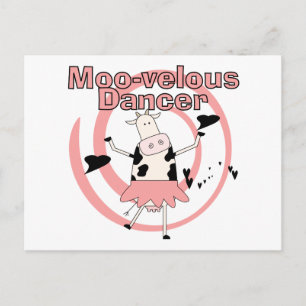 Cartão Postal Camisetas e presentes de Vaca Ballerina