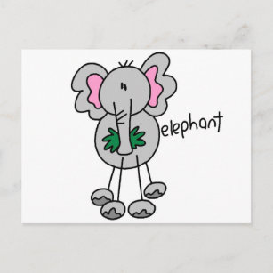 Cartão Postal Camisetas e presentes do Elefante com Figura Stick