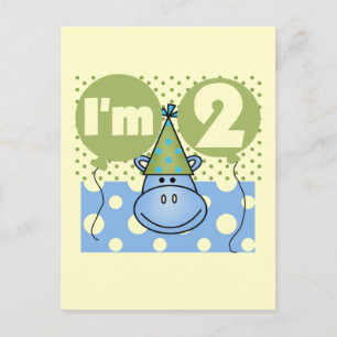 Cartão Postal Camisetas e presentes do segundo aniversário Hippo