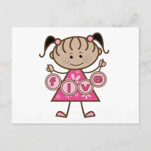Cartão Postal Camisetas e presentes para 5 de menina