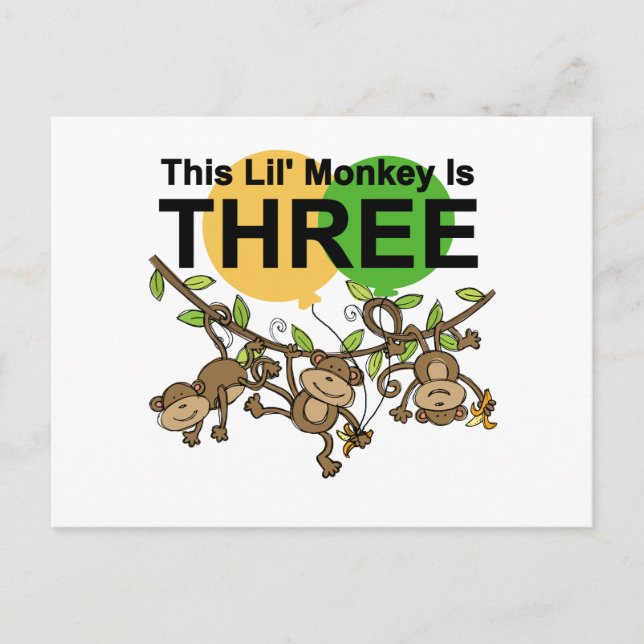 Cartão Postal Camisetas e presentes para aniversário de 3 anos d (Frente)