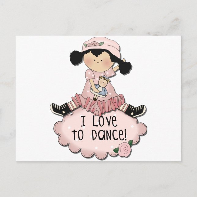 Cartão Postal Camisetas e Presentes para Menina de Cabelo Preto  (Frente)