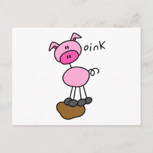 Cartão Postal Camisetas e Presentes Porco Diz Oink