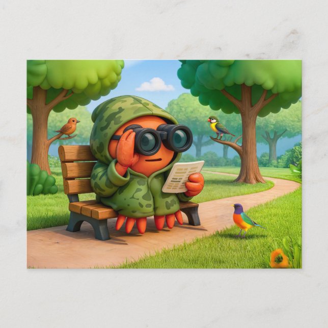 Cartão Postal Camouflage Spy Crab Observing Park Surroundings Qu (Frente)