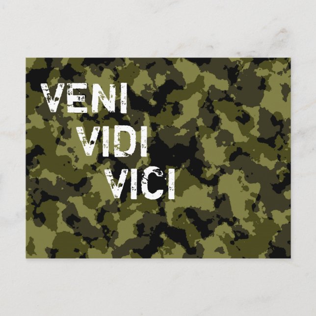 Cartão Postal Camouflage vitória militar Veni Vidi Vici (Frente)