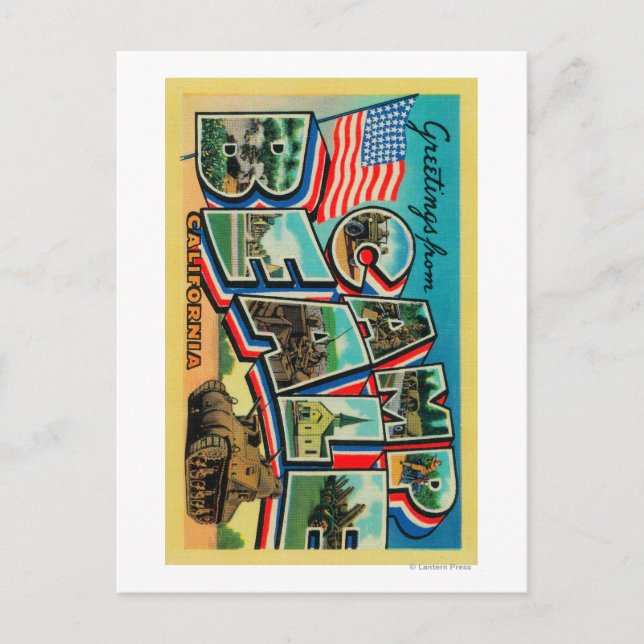 Cartão Postal Camp Beale, Califórnia - Cenas com Letras Grandes (Frente)