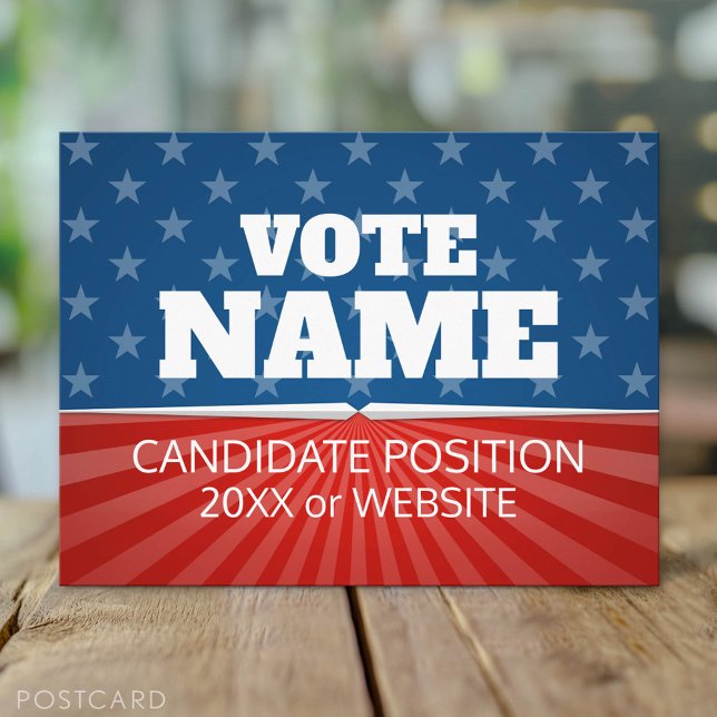 Cartão Postal Campanha Clássica - estrelas icônicas listram verm (Custom Campaign Postcard)