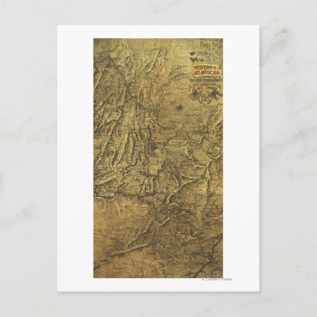 Cartão Postal Campanha de Atlanta - Mapa Panorâmico da Guerra Ci (Frente)