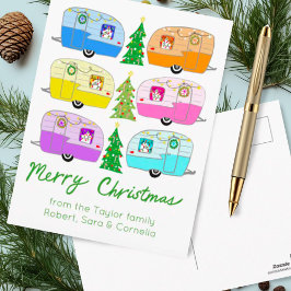 Cartão Postal Campanha de Natal encantadora Trailer de Vintage R