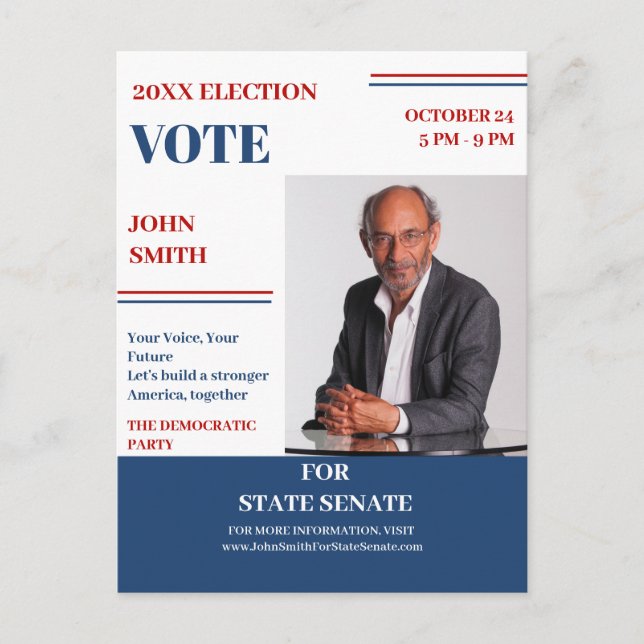 Cartão Postal Campanha Política de Introdução ao Candidato (Frente)