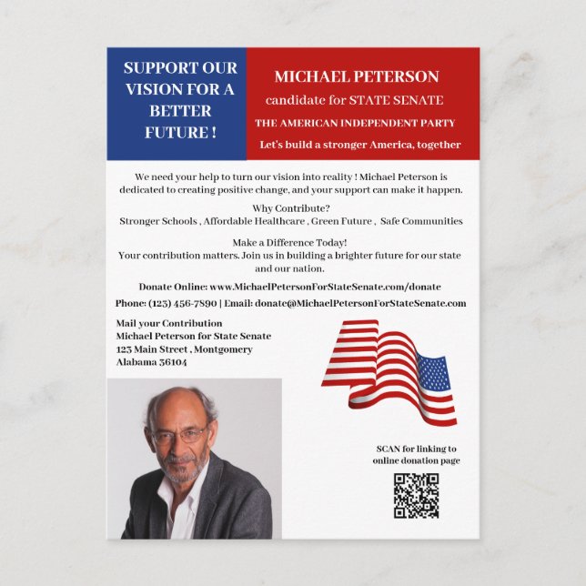 Cartão Postal Campanha Política Eleitoral Dádiva de Financiament (Frente)