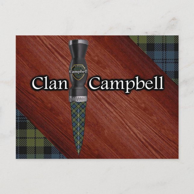 Cartão Postal Campbell Tartan Scottish Sgian Dubh Blade (Frente)