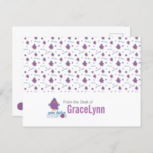 Cartão Postal Campeão de Frango de Fio Roxo e Azul