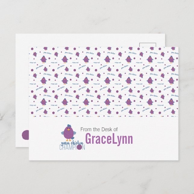 Cartão Postal Campeão de Frango de Fio Roxo e Azul (Frente/Verso)