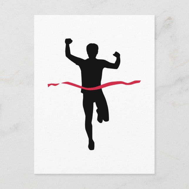 Cartão Postal Campeão vencedor da maratona em corrida (Frente)